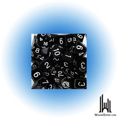 SET OF 15 DICE: OPAQUE BLACK/WHITE ARCH'D4